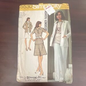 Simplicity 5530 VTG 1970s Sewing Pattern Blouse Skirt Pants Cardigan Sz 10 Uncut